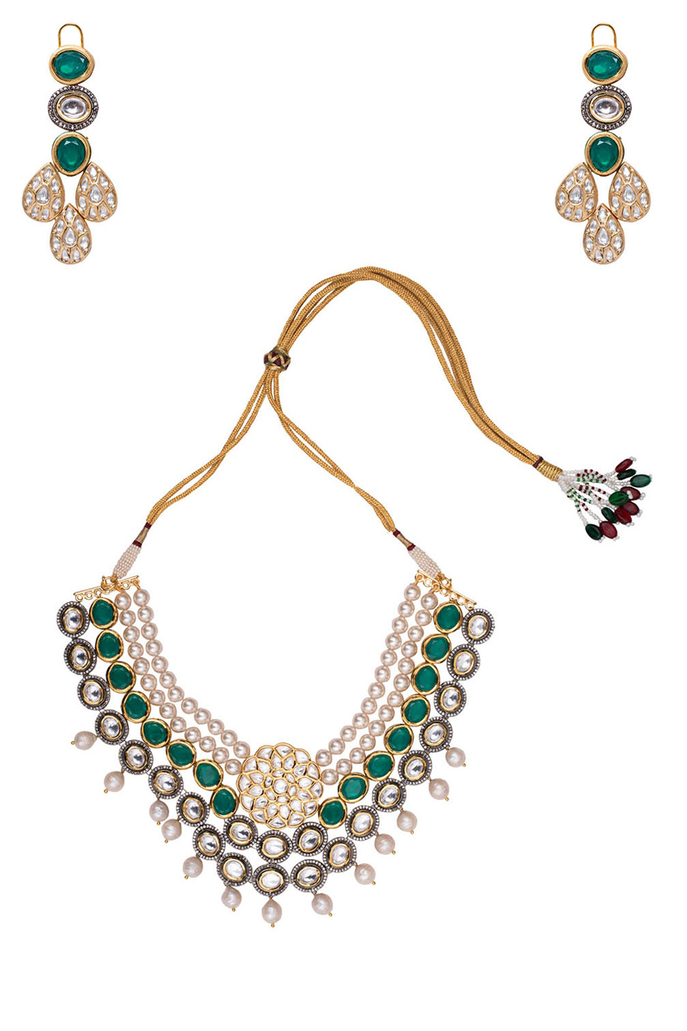 green polki necklace set