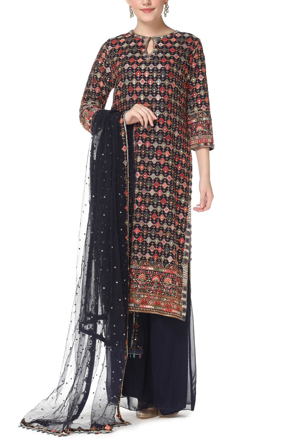 Aqua green embellished kurta set designed by Rabani & Rakha at AASHNI+CO.